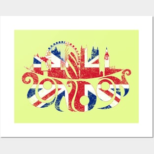 London Flag Typography Posters and Art